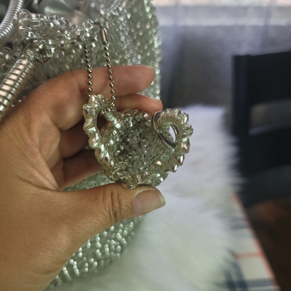 Tomboy wiz Stunning Silver Mesh-PVC Wire Evening Bag - Picture 10 of 11
